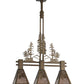 Meyda Lighting Winter Pine 30" 3-Light Antique Copper Tall Pines Island Pendant With Silver Mica Shade Glass
