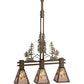 Meyda Lighting Winter Pine 30" 3-Light Antique Copper Tall Pines Island Pendant With Silver Mica Shade Glass