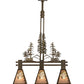 Meyda Lighting Winter Pine 30" 3-Light Antique Copper Tall Pines Island Pendant With Silver Mica Shade Glass
