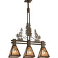 Meyda Lighting Winter Pine 30" 3-Light Antique Copper Tall Pines Island Pendant With Silver Mica Shade Glass