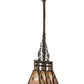 Meyda Lighting Winter Pine 30" 3-Light Antique Copper Tall Pines Island Pendant With Silver Mica Shade Glass