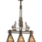 Meyda Lighting Winter Pine 30" 3-Light Antique Copper Tall Pines Island Pendant With Silver Mica Shade Glass