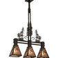 Meyda Lighting Winter Pine 30" 3-Light Oil Rubbed Bronze Tall Pines Island Pendant Light With Silver Mica Shade Glass