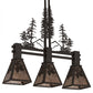 Meyda Lighting Winter Pine 30" 3-Light Oil Rubbed Bronze Tall Pines Island Pendant Light With Silver Mica Shade Glass