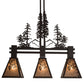 Meyda Lighting Winter Pine 30" 3-Light Oil Rubbed Bronze Tall Pines Island Pendant Light With Silver Mica Shade Glass