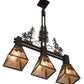 Meyda Lighting Winter Pine 30" 3-Light Oil Rubbed Bronze Tall Pines Island Pendant Light With Silver Mica Shade Glass