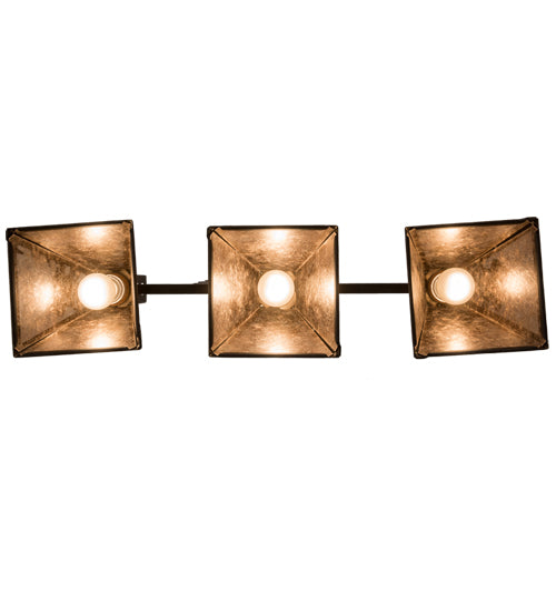 Meyda Lighting Winter Pine 30" 3-Light Oil Rubbed Bronze Tall Pines Island Pendant Light With Silver Mica Shade Glass