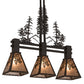 Meyda Lighting Winter Pine 30" 3-Light Oil Rubbed Bronze Tall Pines Island Pendant Light With Silver Mica Shade Glass