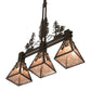 Meyda Lighting Winter Pine 30" 3-Light Timeless Bronze Tall Pines Island Pendant Light With Silver Mica Shade Glass