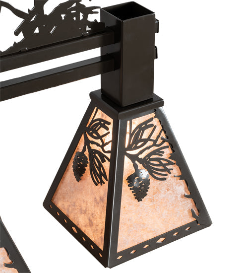 Meyda Lighting Winter Pine 30" 3-Light Timeless Bronze Tall Pines Island Pendant Light With Silver Mica Shade Glass