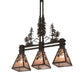 Meyda Lighting Winter Pine 30" 3-Light Timeless Bronze Tall Pines Island Pendant Light With Silver Mica Shade Glass