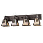 Meyda Lighting Winter Pine 36" 4-Light Craftsman Brown Vanity Light With Beige Iridescent Shade Glass