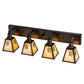 Meyda Lighting Winter Pine 36" 4-Light Craftsman Brown Vanity Light With Beige Iridescent Shade Glass