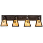 Meyda Lighting Winter Pine 36" 4-Light Craftsman Brown Vanity Light With Beige Iridescent Shade Glass