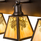 Meyda Lighting Winter Pine 36" 4-Light Craftsman Brown Vanity Light With Beige Iridescent Shade Glass