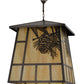 Meyda Lighting Winter Pine 43" 4-Light Craftsman Brown Pendant Light With Beige Shade Glass