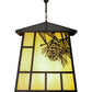 Meyda Lighting Winter Pine 43" 4-Light Craftsman Brown Pendant Light With Beige Shade Glass