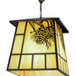 Meyda Lighting Winter Pine 43" 4-Light Craftsman Brown Pendant Light With Beige Shade Glass