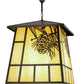 Meyda Lighting Winter Pine 43" 4-Light Craftsman Brown Pendant Light With Beige Shade Glass