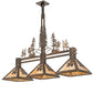 Meyda Lighting Winter Pine 45" 3-Light Antique Copper Tall Pines Island Pendant Light With Beige Shade Glass