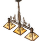 Meyda Lighting Winter Pine 45" 3-Light Antique Copper Tall Pines Island Pendant Light With Beige Shade Glass