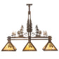 Meyda Lighting Winter Pine 45" 3-Light Antique Copper Tall Pines Island Pendant Light With Beige Shade Glass