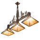 Meyda Lighting Winter Pine 45" 3-Light Antique Copper Tall Pines Island Pendant Light With Beige Shade Glass