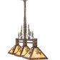 Meyda Lighting Winter Pine 45" 3-Light Antique Copper Tall Pines Island Pendant Light With Beige Shade Glass