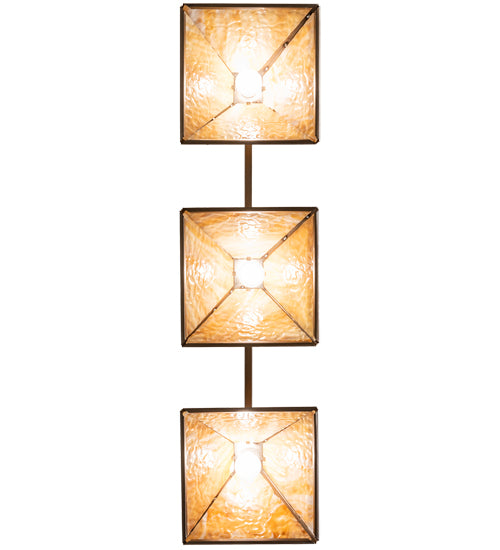 Meyda Lighting Winter Pine 45" 3-Light Antique Copper Tall Pines Island Pendant Light With Beige Shade Glass