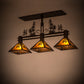 Meyda Lighting Winter Pine 45" 3-Light Mahogany Bronze Tall Pines Island Pendant Light With Amber Mica Shade Glass