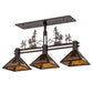 Meyda Lighting Winter Pine 45" 3-Light Mahogany Bronze Tall Pines Island Pendant Light With Amber Mica Shade Glass