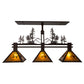 Meyda Lighting Winter Pine 45" 3-Light Mahogany Bronze Tall Pines Island Pendant Light With Amber Mica Shade Glass