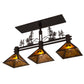 Meyda Lighting Winter Pine 45" 3-Light Mahogany Bronze Tall Pines Island Pendant Light With Amber Mica Shade Glass