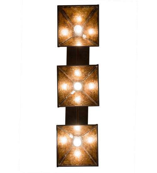 Meyda Lighting Winter Pine 45" 3-Light Mahogany Bronze Tall Pines Island Pendant Light With Amber Mica Shade Glass