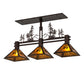 Meyda Lighting Winter Pine 45" 3-Light Mahogany Bronze Tall Pines Island Pendant Light With Amber Mica Shade Glass