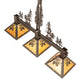 Meyda Lighting Winter Pine 45" 3-Light Oil Rubbed Bronze Island Pendant Light With Amber Mica Shade Glass