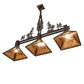 Meyda Lighting Winter Pine 45" 3-Light Oil Rubbed Bronze Island Pendant Light With Amber Mica Shade Glass