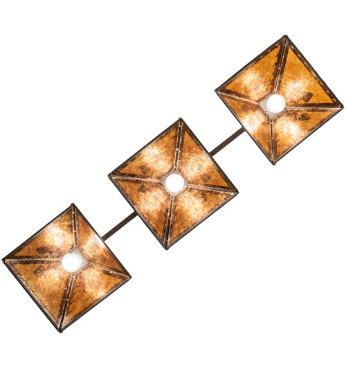 Meyda Lighting Winter Pine 45" 3-Light Oil Rubbed Bronze Island Pendant Light With Amber Mica Shade Glass