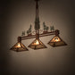 Meyda Lighting Winter Pine 45" 3-Light Rust & Green Trees Tall Pines Island Pendant Light With Silver Mica Shade Glass