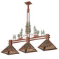 Meyda Lighting Winter Pine 45" 3-Light Rust & Green Trees Tall Pines Island Pendant Light With Silver Mica Shade Glass