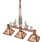 Meyda Lighting Winter Pine 45" 3-Light Rust & Green Trees Tall Pines Island Pendant Light With Silver Mica Shade Glass