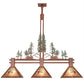 Meyda Lighting Winter Pine 45" 3-Light Rust & Green Trees Tall Pines Island Pendant Light With Silver Mica Shade Glass