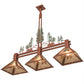 Meyda Lighting Winter Pine 45" 3-Light Rust & Green Trees Tall Pines Island Pendant Light With Silver Mica Shade Glass