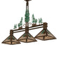 Meyda Lighting Winter Pine 45" 3-Light Vintage Copper & Green Trees Island Pendant Light With Silver Mica Shade Glass
