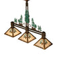 Meyda Lighting Winter Pine 45" 3-Light Vintage Copper & Green Trees Island Pendant Light With Silver Mica Shade Glass