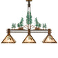 Meyda Lighting Winter Pine 45" 3-Light Vintage Copper & Green Trees Island Pendant Light With Silver Mica Shade Glass