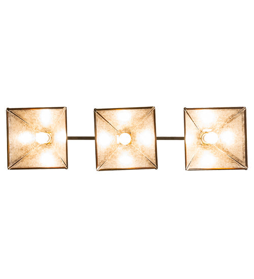 Meyda Lighting Winter Pine 45" 3-Light Vintage Copper & Green Trees Island Pendant Light With Silver Mica Shade Glass