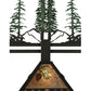 Meyda Lighting Winter Pine 45" 3-Light Wrought Iron Island Pendant Light With Silver Mica Shade Glass