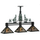 Meyda Lighting Winter Pine 45" 3-Light Wrought Iron Island Pendant Light With Silver Mica Shade Glass