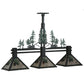 Meyda Lighting Winter Pine 45" 3-Light Wrought Iron Island Pendant Light With Silver Mica Shade Glass